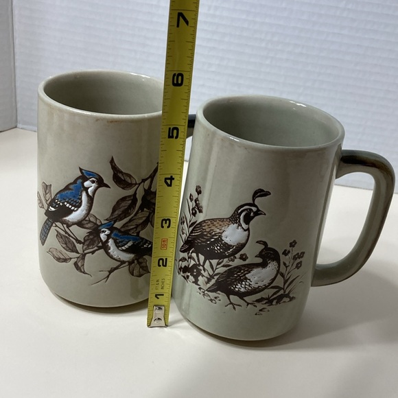Otagiri Stoneware Bird Mugs Cups Blue Jay and Quail Japan Lot of 2 Vintage - Picture 7 of 8
